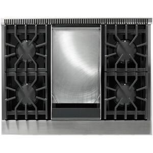 Viking 5 Series 36 in. 5.6 cu. ft. True European Convection Dual Fuel Range with 4 Sealed Burners & Griddle - Stainless Steel, , hires