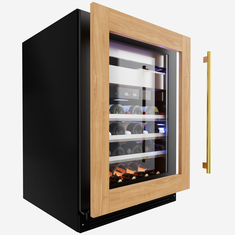 XO 24 in. Undercounter Wine Cooler with Metal Racks, Dual Temperature Zones & 30-Bottle Capacity - Custom Panel Ready, , hires