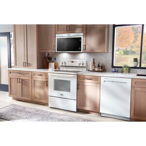 Maytag 30 in. 1.1 cu. ft. Over-the-Range Microwave with 10 Power Levels, 300 CFM & Sensor Cooking Controls - White, , hires