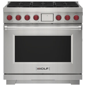 Wolf 36" Free Standing Dual Fuel Liquid Propane Range - Stainless Steel, , hires