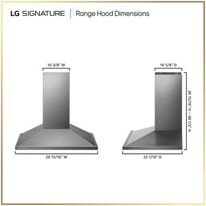 LG SIGNATURE 30 in. Smart Ducted Chimney Style Range Hood with 600 CFM, 5 Fan Speeds & 2 LED Lights - Stainless Steel, , hires