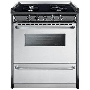 Summit 30 in. 3.6 cu. ft. Oven Freestanding Gas Range with 4 Open Burners - Stainless Steel, , hires