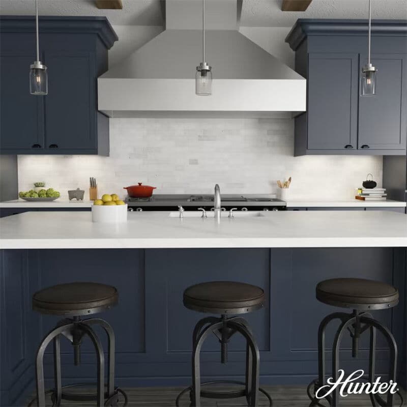 Hunter Devon Park 4.5 in. Pendant Ceiling Light with Clear Glass - Brushed Nickel, , hires