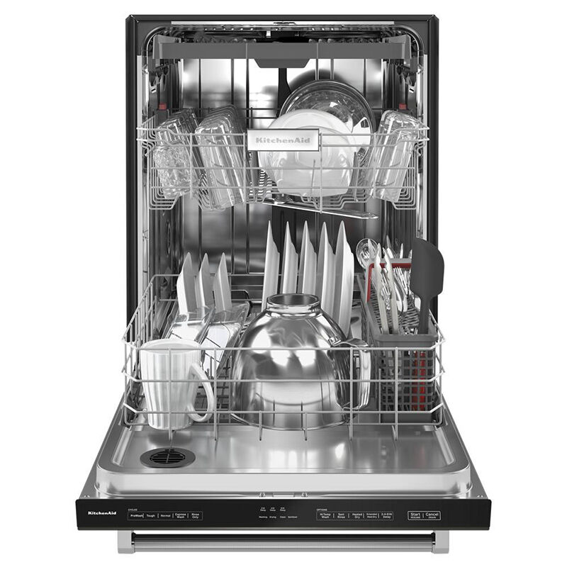KitchenAid 24 in. Built-In Dishwasher with Top Control, 39 dBA Sound Level, 13 Place Settings, 5 Wash Cycles & Sanitize Cycle - Black Stainless, Black Stainless, hires