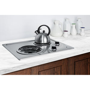 Summit 21 in. 2-Burner 115V Electric Cooktop - Stainless Steel, , hires