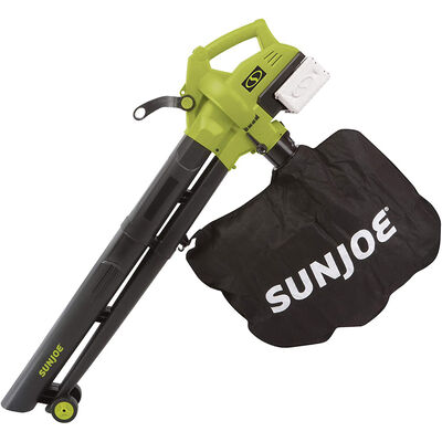 Sunjoe 48-Volt 155 MPH 388 CFM Electric Cordless Blower/Vacuum/Mulcher Kit with 2 x 2.0 Ah Batteries + Charger | 24VX2BVM143