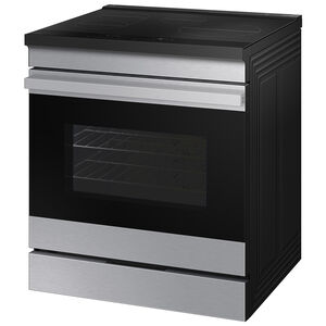 Samsung Bespoke 30 in. 6.3 cu. ft. Smart Air Fry Convection Oven Slide-In Electric Range with 4 Induction Zones - Stainless Steel, Stainless Steel, hires