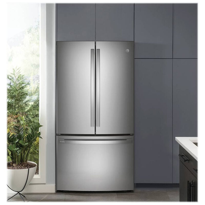 GE Profile 36 in. 23.1 cu. ft. Counter Depth French Door Refrigerator with Internal Water Dispenser - Fingerprint Resistant Stainless, Fingerprint Resistant Stainless, hires