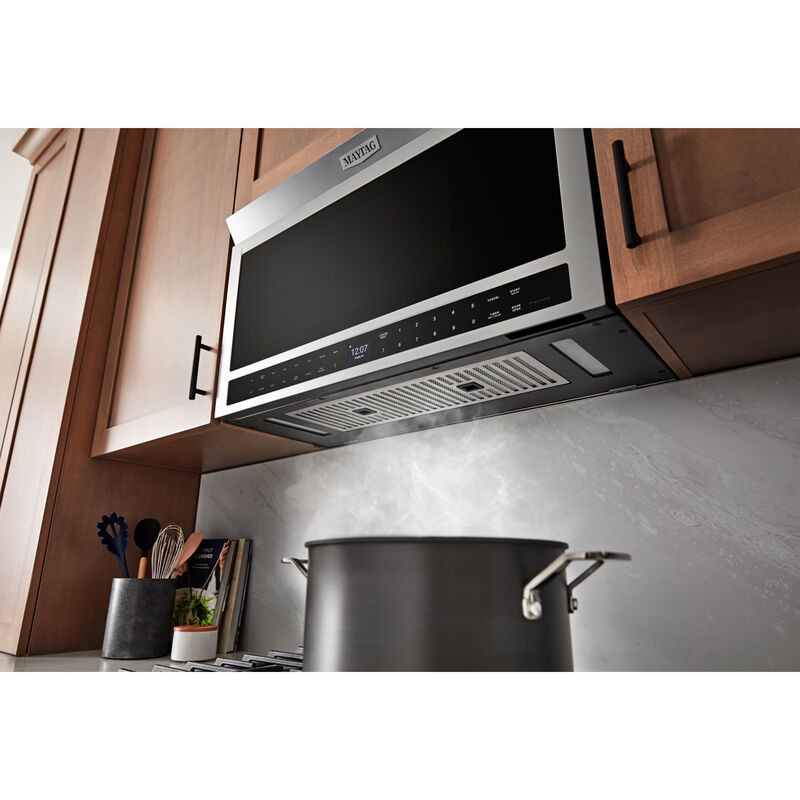 Maytag 30 in. 1.1 cu. ft. Over-the-Range Microwave with 10 Power Levels 400 CFM & Sensor Cooking Controls - Fingerprint Resistant Stainless Steel, , hires