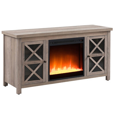 Hudson & Canal Colton TV Stands with Crystal Fireplace Insert - Gray Oak | TV0685