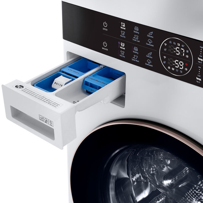 LG 27 in. WashTower with 4.5 cu. ft. Washer with 6 Wash Programs & 7.4 cu. ft. Electric Dryer with 6 Dryer Programs, Sensor Dry & Wrinkle Care - White, White, hires