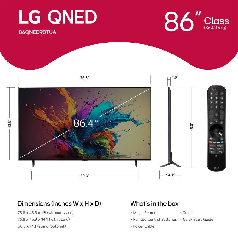 LG - 86" Class QNED90T Series QNED Mini LED 4K UHD Smart webOS TV, , hires