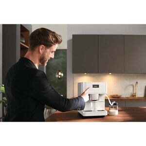 Miele CM 6160 MilkPerfection Countertop Coffee Machine with WiFi Connect, AromaticSystem, OneTouch for 2 Convenient Cleaning and Maintenance Programs - LotusWhite, Lotus White, hires