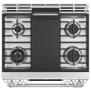 Cafe 30 in. 5.7 cu. ft. Smart Air Fry True European Convection Slide-In Dual Fuel Range with 6 Sealed Burners & Griddle - Stainless Steel, , hires
