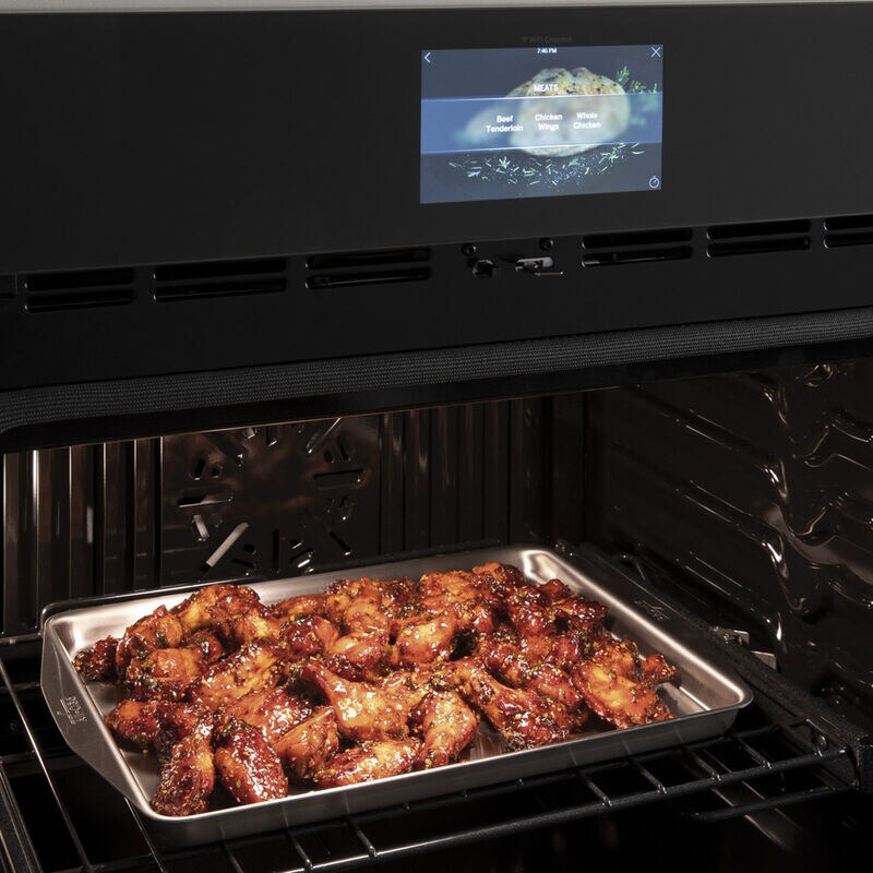 GE Profile 30 in. 10 cu. ft. Smart Top Control Electric Double Wall Oven with True European Convection - Stainless Steel, Stainless Steel, hires