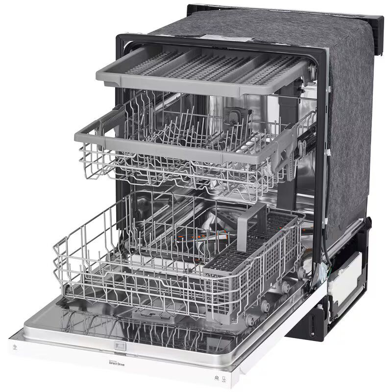 LG 24 in. Front Control Dishwasher with 48 dBa Sound Level, 3rd-Rack, Dynamic Dry & Pocket - White, White, hires