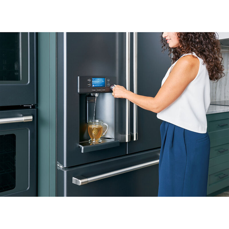 Cafe 36 in. 27.8 cu. ft. Smart French Door Refrigerator with External Ice & Water Dispenser - Matte Black, Matte Black, hires