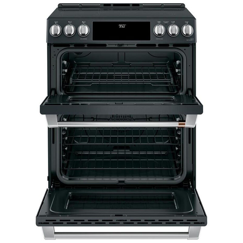 Cafe 30 in. 6.7 cu. ft. Smart Air Fry True European Convection Double Oven Slide-In Electric Range with 5 Induction Burners - Matte Black, Matte Black, hires