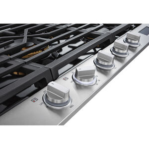 Signature Kitchen Suite 36 in. 5-Burner Smart Natural Gas Cooktop with Simmer Burner & Power Burner - Stainless Steel, , hires