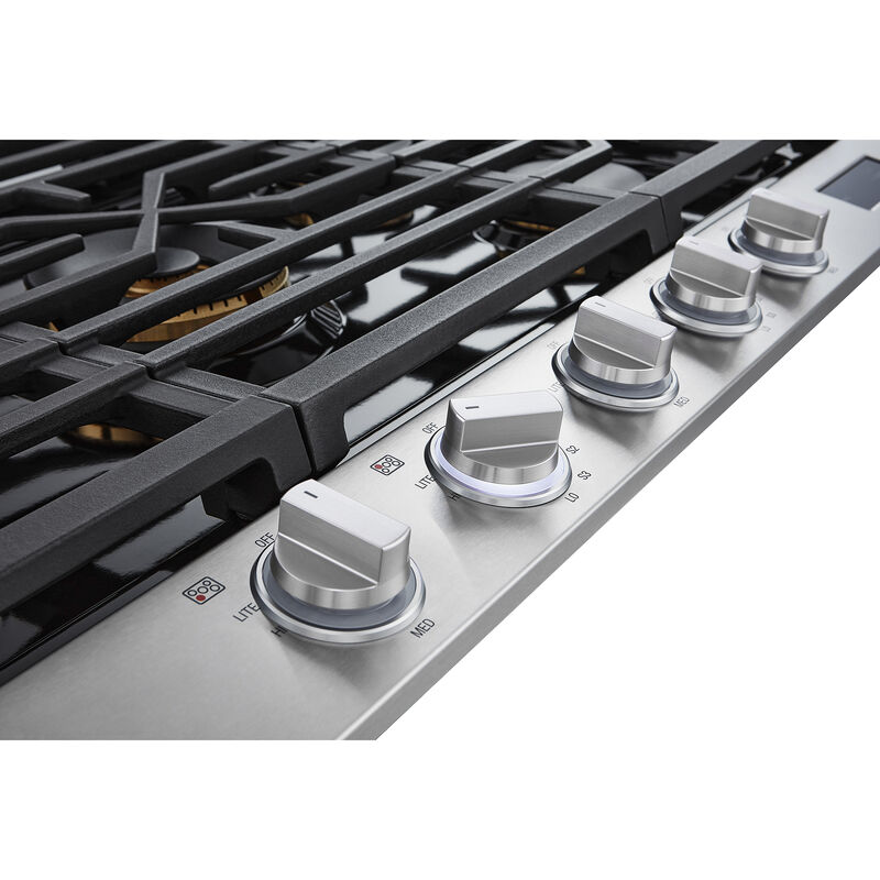 Signature Kitchen Suite 36 in. 5-Burner Smart Natural Gas Cooktop with Simmer Burner & Power Burner - Stainless Steel, , hires