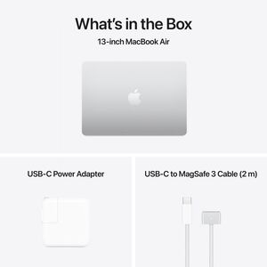 Apple MacBook Air (2025) 13.6 in. Notebook with Apple Intelligence, Apple M4 10-Core CPU, 10-Core GPU, 16 GB RAM, 512 GB SSD, up to 18 Hrs. of Battery Life & Mac OS - Silver, , hires