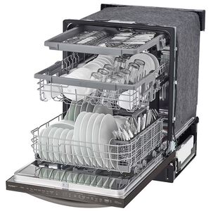 LG 24 in. Top Control Smart Dishwasher with 46 dBa Sound Level & Dynamic Dry - Black Stainless, Black Stainless, hires