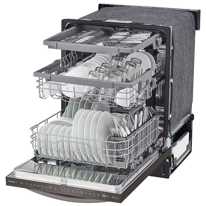 LG 24 in. Top Control Smart Dishwasher with 46 dBa Sound Level & Dynamic Dry - Black Stainless, Black Stainless, hires