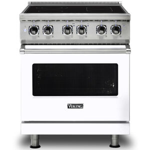 Viking 5 Series 30 in. 4.7 cu. ft. Convection Oven Freestanding Electric Range with 4 Smoothtop Burners - White, , hires