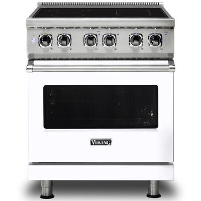 Viking 5 Series 30 in. 4.7 cu. ft. Convection Oven Freestanding Electric Range with 4 Smoothtop Burners - White | VER53014BWH