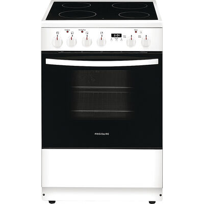 Frigidaire 24 in. 1.9 cu. ft. Convection Oven Freestanding Electric Range with 4 Smoothtop Burners - White | FCFE2425AW