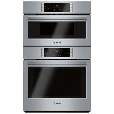 Bosch 800 Series 30" 6.2 Cu. Ft. Electric Smart Oven/Microwave Combo Wall Oven with True European Convection & Self Clean - Stainless Steel | HBL87M53UC