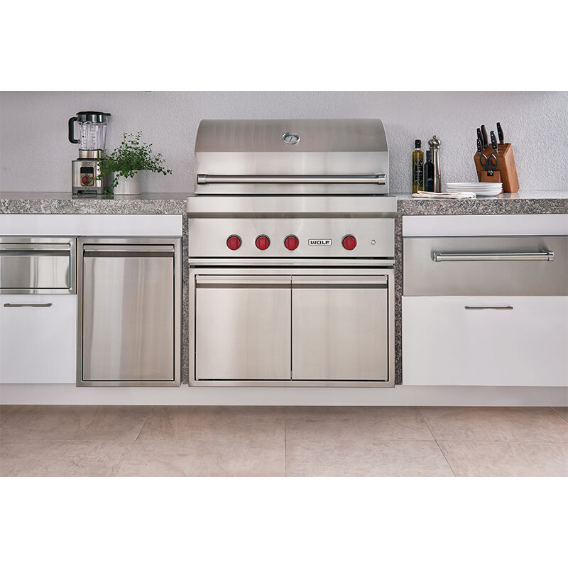 Wolf 36 in. 3-Burner Built-In Natural Gas Grill with Rotisserie, Sear Burner & Smoker Box - Stainless Steel, , hires