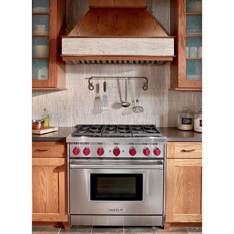 Wolf 36 in. 5.5 cu. ft. Standard Convection Gas Range with 6 Sealed Burners - Stainless Steel, , hires