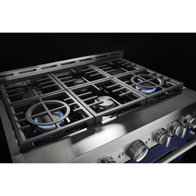 KitchenAid 36 in. 5.1 cu. ft. Smart Convection Oven Freestanding Gas Range with 6 Sealed Burners - Ink Blue, , hires