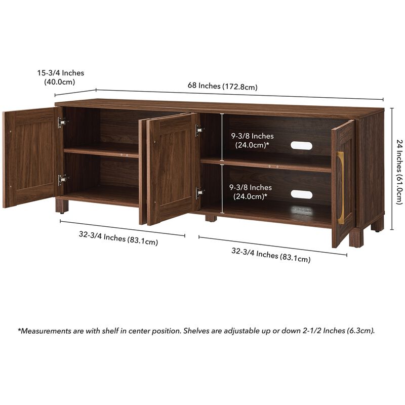 Preston & Cole Daphne 68" Wide TV Stand for TVs up to 75" - Walnut, , hires