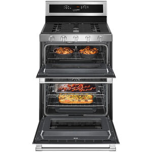 Maytag 30 in. 6 cu. ft. True European Convection Double Oven Gas Range with 5 Sealed Burners - Stainless Steel, , hires