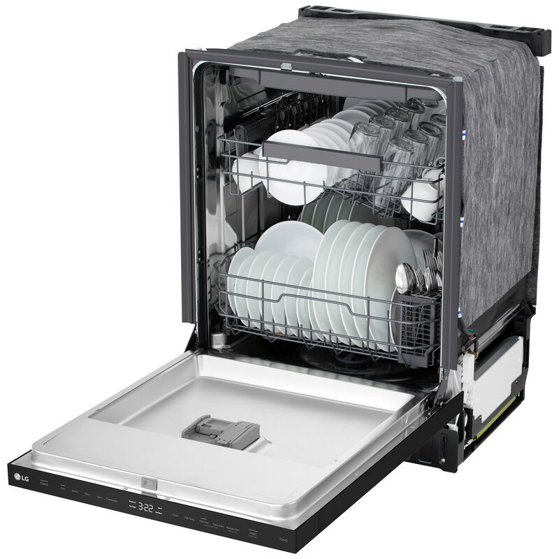 LG 24 in. Top Control Flush-Mount Smart Dishwasher with 46 dBA Sound Level, 3rd-Rack, AutoVent Dry & Pocket Handle - Black, , hires