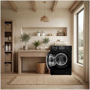 Equator Compact 24 in. 1.57 cu. ft. Stackable Front Load Washer with Pet & Sanitize Cycle - Black, , hires