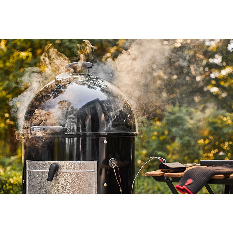 Weber Smokey Mountain 18 in. 2-Rack Charcoal Smoker with Built-In Thermometer - Black, , hires