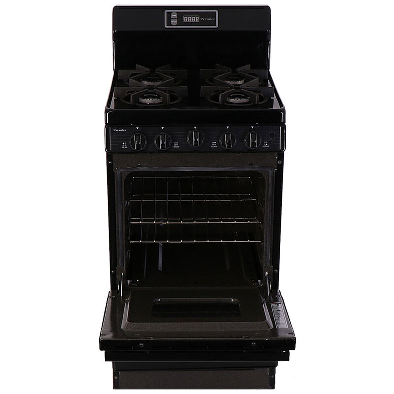 Premier 20 in. 2.4 cu. ft. Gas Range with 4 Sealed Burners - Black, Black, hires
