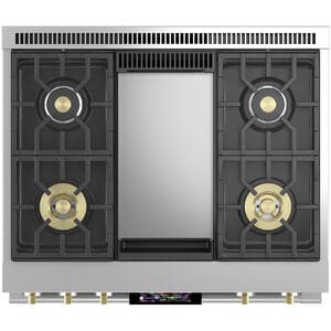 Monogram Statement Series 36 in. 5.7 cu. ft. Smart Air Fry True European Convection Dual Fuel Range with 4 Sealed Burners & Griddle - Stainless Steel, , hires