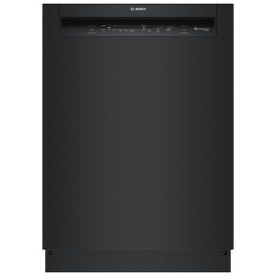 Bosch 100 Series 24 in. Smart Built-In Dishwasher with Front Control, 50 dBA Sound Level, 14 Place Settings, 8 Wash Cycles & Sanitize Cycle - Black | SHE3AEM6N