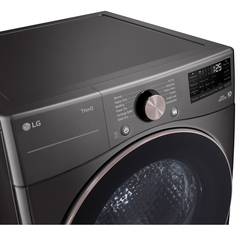 LG 27 in. 7.8 cu. ft. Smart Stackable Ventless Electric Dryer with Dual Inverter Heat Pump & AI Sensor Dry - Black Steel, , hires