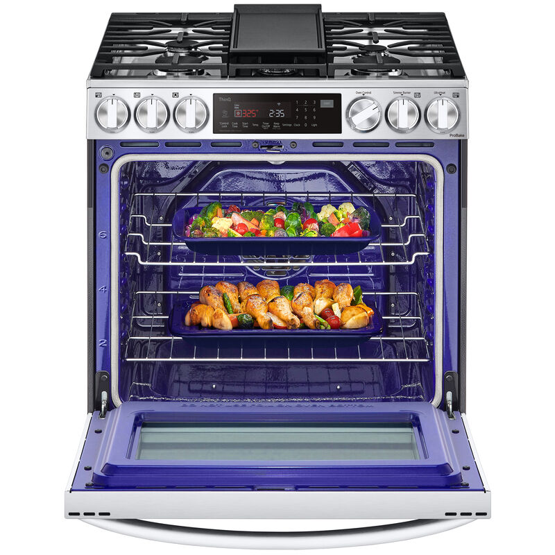 LG Instaview 30 in. 6.3 cu. ft. Smart Air Fry Convection Oven Slide-In Gas Range with 5 Sealed Burners & Griddle - Stainless Steel, Stainless Steel, hires