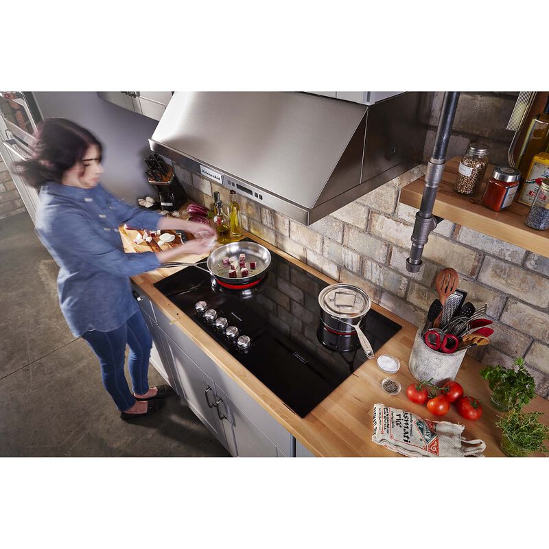 KitchenAid 36 in. 5-Burner Electric Cooktop with Simmer Burner & Power Burner - Black, , hires