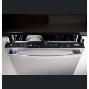 GE Profile 24 in. Top Control Flush-Mount Smart Dishwasher with 44 dBa Sound Level, 3rd-Rack & Dry Boost - Fingerprint Resistant Stainless, , hires