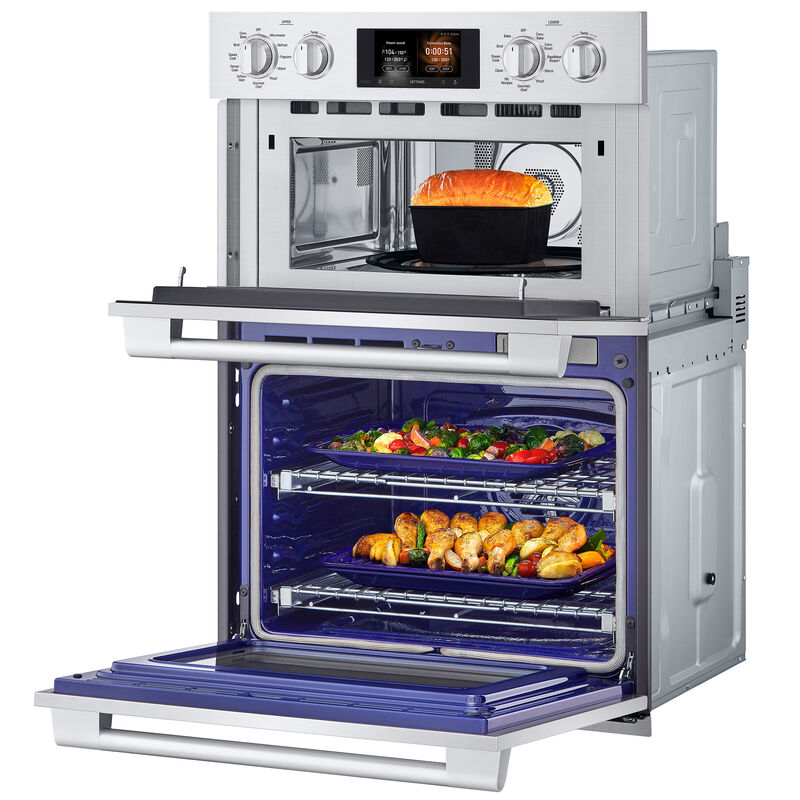 SKS 30 in. 9.4 cu. ft. Smart Top Control SteamElectric Double Wall Oven with True European Convection - Stainless Steel, , hires