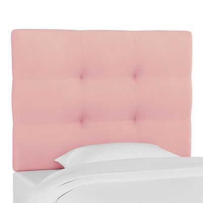 Skyline Furniture Kids Pull Tufted Microsuede Fabric Twin Size Headboard-Light Pink | K-270TPRMLPK