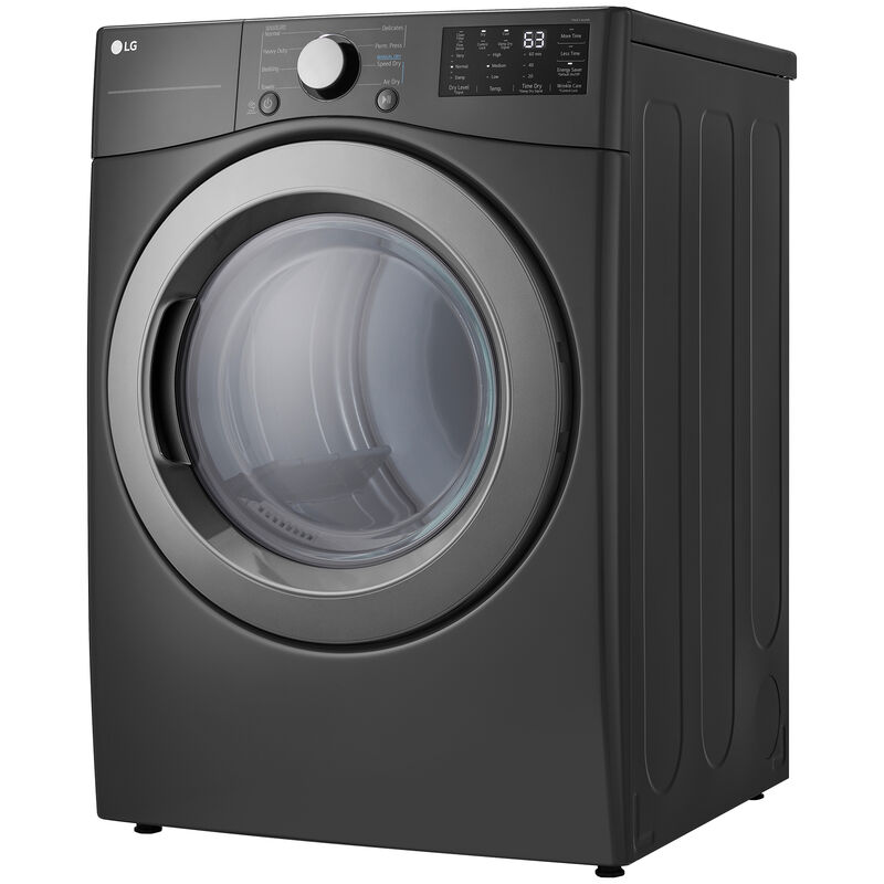 LG 27 in. 7.4 cu. ft. Stackable Electric Dryer with FlowSense Duct Clogging Indicator & Sensor Dry - Middle Black, Black, hires