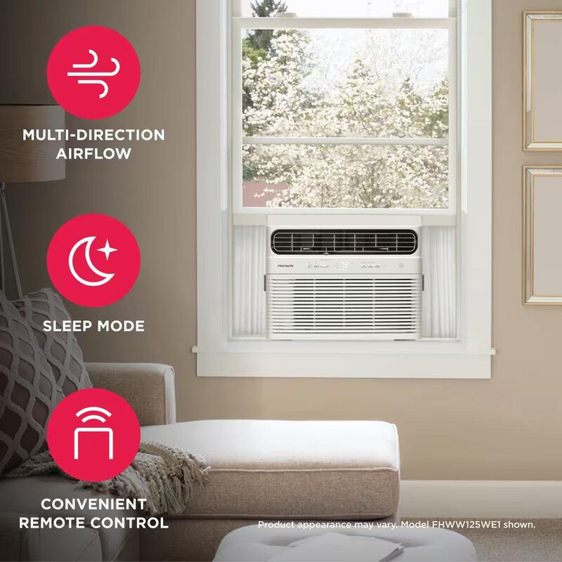 Frigidaire 12,000 BTU 115V Smart Energy Star Window Air Conditioner with Inverter, 3 Fan Speeds, Sleep Mode & Remote Control White, , hires